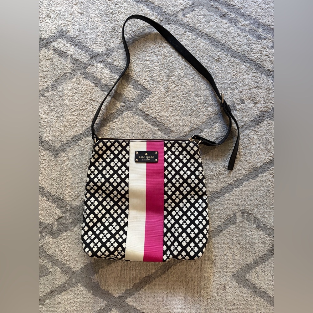 Kate Spade Black and Pink Patterned Crossbody Bag